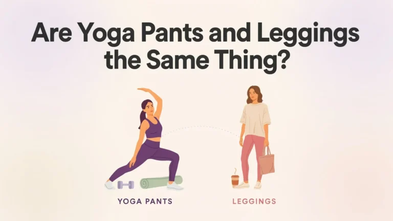 Illustration comparing yoga pants and leggings, showing how they differ in style, fit and use